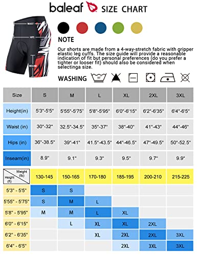 BALEAF Men's Cycling Shorts 3D Padded Bike Bicycle Clothes Road